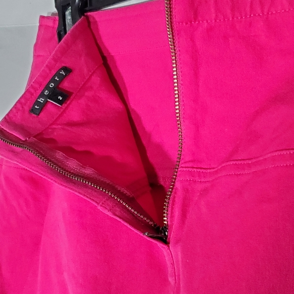 THEORY PINK A-LINE FRONT POCKET REAR ZIP PENCIL MIDI/MAXI SKIRT WOMENS 2 - Picture 4 of 6